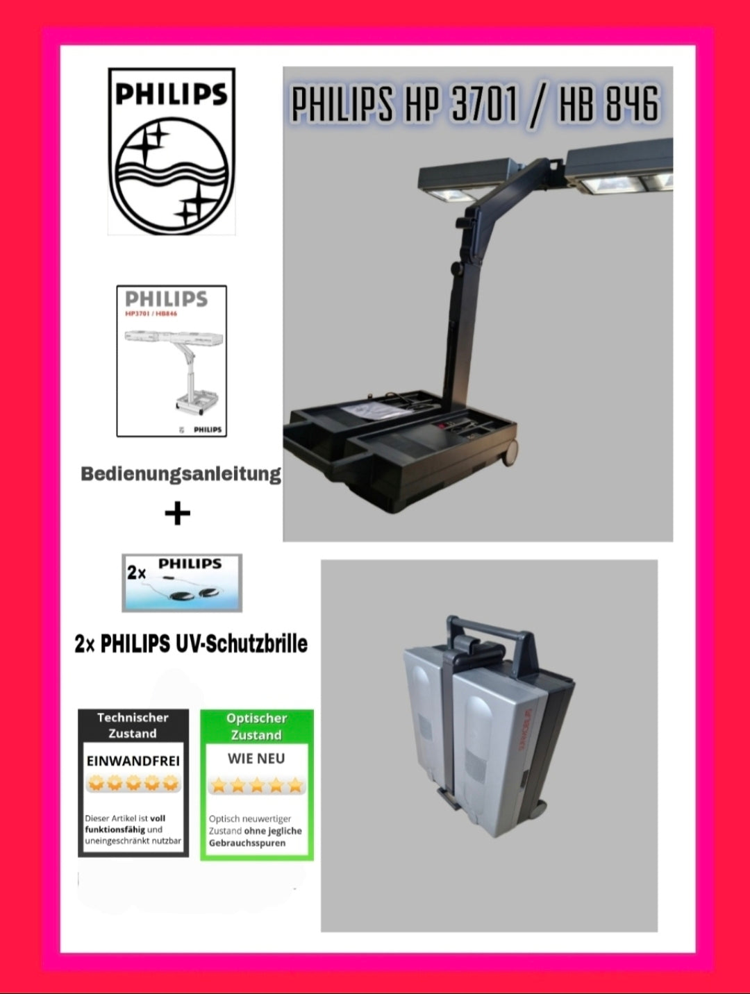 PHİLİPS SUNMOBİL HP3701 Solarium für zu Hause mobile Sonnenbank